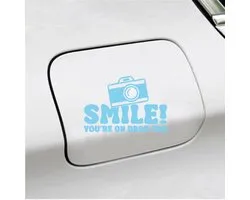 Bumpersticker - Smile Youre On Dash Cam - 10x15 Bumpersticker - Licht Blauw