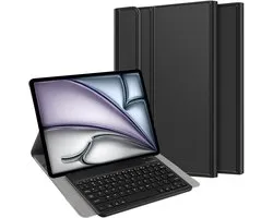 Just in Case Housse de clavier adaptée à iPad Air 13 pouces (M2) - Zwart uni - Simili cuir