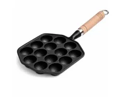 BSS® Poffertjesmaker Gietijzer met 14 Bakvormen – Takoyaki Pan met Afneembaar Handvat – Voor Poffertjes, Mochi en Mini Pannenkoeken