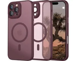 Casemania Hoesje Geschikt voor Apple iPhone 16 Pro Max - Bordeaux - Matte Armor Back Cover met Camera Bescherming - Geschikt voor MagSafe