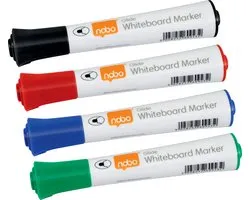Nobo Glide Droog-Uitwisbare Markers, Assorti - 4 Whiteboardmarkers