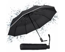 Infinity Goods Stormparaplu - Paraplu - 140 km/u - Reflecterend - Ø 107 cm - Automatisch Uitklapbaar - Beschermhoes - Zwart