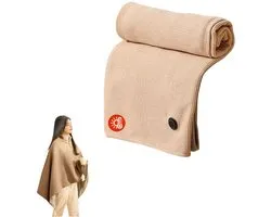 Elektrische deken - Oplaadbare elektrische deken - Verwarmde deken - USB-aangedreven winterdeken - Zachte verwarmde deken met snoer - Geschikt voor kantoorgebruik - Beige 150x80cm
