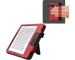 kwmobile flip cover voor e-reader - geschikt voor Pocketbook InkPad 3/3 Pro/Color / Vivlio InkPad 3 - Van imitatieleer en -suède - In rood / donkergrijs