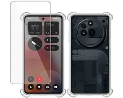TechNow Hoesje + Screenprotector geschikt voor Nothing Phone (3a) Pro – Hoesje Screenprotector - Tempered Glass - Extreme Shock Case Transparant