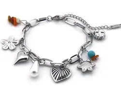 Damesarmband - Bedelarmband – RVS – zilverkleurig – cadeau – verstelbaar