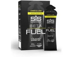 SIS Beta Fuel + Nootropiques - Gel énergétique Dual Source - Saveur citron et citron vert - Rapport maltodextrine fructose 1 : 0- Avec L- Taurine, Citicoline, L-Théanine et Caféine - 40 grammes de glucides par gel - 6 x 60 ml