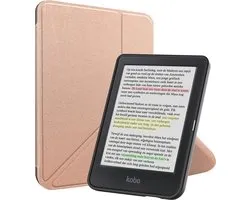 Hoes Geschikt voor Kobo Clara Colour/BW - Luxe E-reader Trifold Case - Bescherm Hoesje Book Cover - Rosé Goud