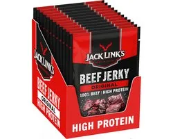 Jack Link's Original Beef Jerky - High Protein - 100% Beef - Hoog in Eiwitten - Ideale Proteine Snack - voor Tussendoor, Onderweg of voor het Sporten - 12x60g