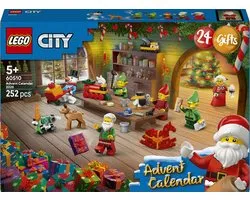 Calendrier de l'Avent LEGO® City 2026 - Atelier du Père Noël - Figurines du Père Noël, de la Mère Noël, de 3 lutins et d'un bonhomme de neige - Bébé renne - 24 surprises - Cadeau de Noël pour enfants dès 5 ans - 60510