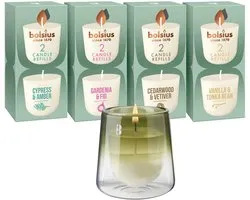 Bolsius - CleanLight - Houder Groen en navulbare Geurkaarsen - Starterkit - Met 9 gegeurde Refills