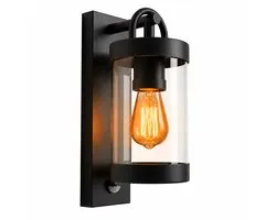 Luminize Lampe d'extérieur avec détecteur de mouvement - Applique murale avec capteur - 15,8x11,5x29,5cm - Douille E27 - Noir