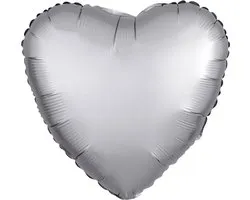 Amscan - Folieballon Satin Luxe Platinum Hart 46 cm