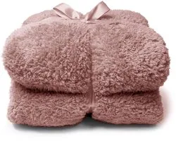 Unique Living - Teddy plaid 150x200cm oud roze