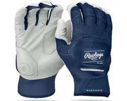 Rawlings - MLB - Honkbal - Softbal - Slaghandschoentjes - Workhorse - WH25BG - Leer - Een Paar - Batting Gloves - Volwassenen - Donkerblauw - Medium