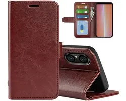 MobyDefend Hoesje - Geschikt voor Sony Xperia 5 V - Wallet Book Case (Sluiting Achterkant) - Bruin