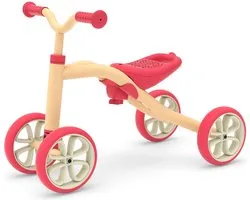 Chillafish Loopfiets 1 jaar voor meisjes - Vierwieler loopfiets tot 3 jaar met opbergvak - Roze - Lichtgewicht loopauto met verstelbare zitting en draaghandvat - Extra stabiel - Stille anti slip banden voor binnen en buiten - Model Quadi