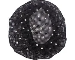 Qhp Crystal strass haatnetje / Knotnetje Black - Silver