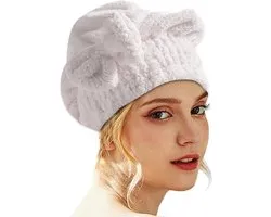 Haardroogkap | Zachte en absorberende sneldrogende haarplop met strikknoop | Handdoekkap voor het drogen van krullend, lang en dik haar, haaraccessoires, haarcadeau voor vrouwen Cenmoo
