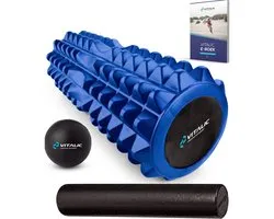Vitalic Foam roller 33 cm met massage triggerpoint bal - MET 4 WEKEN DUREND HERSTELPROGRAMMA - Fitness roller set + Massage apparaat