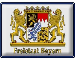 Blechschild Spruch 30x40 cm Freistaat Bayern Wappen Deko Schild