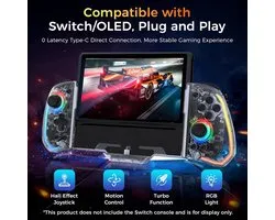 DTC Joycon Switch-controller, voor Nintendo Switch/OLED Switch-controllervoor Joy-Con met instelbare turbo, dual motor vibratie controller (1 stuk)