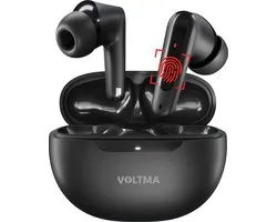 Voltma EchoBuds - Draadloze Bluetooth 5.4 Oordopjes met Ultra-High Definition Geluid - 40 Uur Batterijduur met oplaadcase - One-Step Pairing - Ingebouwde Microfoon - Bluetooth Oortjes - Draadloos Bellen - Geschikt voor Android en iOs - Zwart
