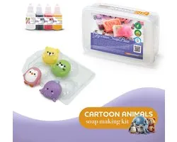 Zelf Zeep Maken Pakket Cartoon Diertjes – DIY Set met 1KG Gietzeep, Mal, Kleurstoffen & Geurolie – Cadeau voor Kinderen – ArinKaSoap