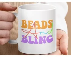 Mok Beads and Bling, Retro Mug, Colorful Design, Statement Mug, Trendy Drinkware, Gift Idea, Coffee Mug, Tea Mug, Cute Mug, Unique Mug