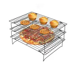 Grille de refroidissement en acier inoxydable, plaque de gril antiadhésive pour biscuits, gâteaux, pain, avec de petits trous, empêche l'affaissement et assure la circulation de l'air