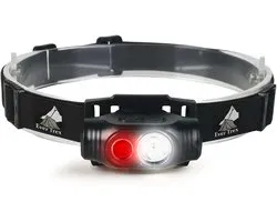Ever Trex Lampe Frontale Ultra Light LED Rechargeable - Lumière Blanche et Rouge - 150 Lumen - Pivotante - Course à pied - Kit d’urgence - Camping - Camping-car