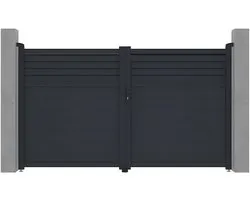 Vente-unique Draaipoort van aluminium L 305 x H 180 cm - Antraciet - VIAZO