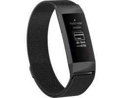 HYKS Everything you need - Milanees smartwatch bandje - Fitbit Charge 3 - Fitbit Charge 4 - Zwart