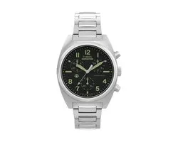 Timex Expedition Capstone Chronograph Quartz Chronograaf Horloge Zilverkleurig En Zwart Kast Gemaakt Van 100% Roestvrij Staal En Een Armband Van 100% Roestvrij Staal 41 TW2Y61200AJ, TW2Y61300AJ