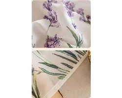 Devola Kort gordijn, lavendel, halftransparant, vitrage met bloemenmotief, keukengordijnen, landhuisstijl, raamdecoratie, gordijnen voor badkamer, woonkamer en café, h x b), 40 x 150 cm, wit, 1 stuk