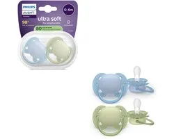 Philips Avent Ultra Soft – Sucette en silicone ultra douce (0 mois) – Pour peaux sensibles – Lot de 2 – SCF091/37