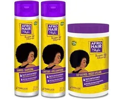 Ensemble de Shampooing , revitalisant et masque capillaire Novex Afrohair - Infusé d'huile de ricin et d'argan 100% biologique Pure
