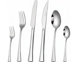 HI NATURE™ Besteksets - Bestekset 12 persoons modern 100% RVS (72-delig) Zilver | Bestek, Lepels, Messen, Vorken, Steakmessen & Gebaksvorkjes | Vaatwasserbestendig - Hoogwaardige Roestvrij Premium Edelstaal 18/0