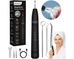 Zenwire J09 - Détartrant Électrique - Scaler ultrasonique portable pour dentiste - 3 modes de travail - Lampe LED - Minuteur - USB-C - 800 mAh - 2 embouts - Clé de montage pour embouts - Accessoires dentaires - Câble de charge USB-C