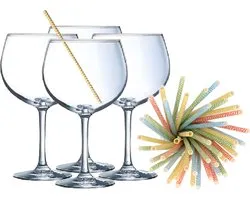 Verres à Gin tonic - 6 pièces - 700 ml - avec 25 pailles en papier