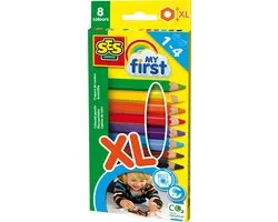 SES Creative - My First - Kleurpotloden XL - Dikke Potloden - 8 Verschillende Kleuren - Goede Grip - Tekenen - Speelgoed 1 tot jaar