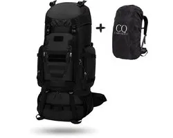 CarryQuest® - Titan 90L Backpack - Waterdichte Tactical Rugzak met MOLLE-Systeem, Regenhoes & Rugventilatie - Zwart