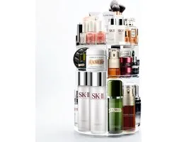 Make Up Cosmetic Organiser, 360° Rotation Cosmetic Storage Box, Skincare Organiser for Lipstick, Makeup Brush, Eyeliner, Nail Gel, Perfume, Suitable as a Gift, Transparent