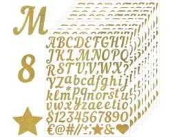 12 feuilles d'autocollants de lettres, autocollants de nom d'alphabet, autocollants d'alphabet, autocollants de valise, pour scrapbooking, bricolage, cartes de vœux, or