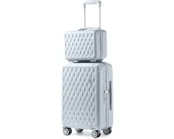 Sea choice Cabin Luggage Suitcase Trolley Suitcase Set 2 Piece Hand Luggage with Cosmetic Bag Corner Protection ABS+PC Hard Shell Suitcase 4 Double Wheels TSA Lock & YKK Zipper 20" (55cm-37L), Ruyao
