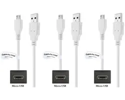 3 stuks OneOne 2,2m Micro USB kabel. Stevige laadkabel. Oplaadkabel snoer past op past op Samsung Galaxy S7, S7 Edge, Trend, Trend Lite, Wave, Xcover 2 / 3 / 4, Y, Young, Z4, Tab 3, Tab 4, Tab E 8.0, Tab E9.6, Tab S10.95, Tab S2