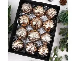 Boules de Noël vintage pour le sapin – Boules de Noël rustiques de couleur cuivre et bronze pour la décoration de Noël à l'intérieur – 80 mm - lot de 12