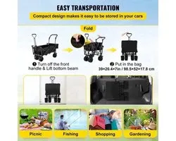 Bolderkar - Bolderwagen - Opvouwbare - Tuinkar - Tuinwagen - Tuintrolley - met Verstelbare Handgreep en Afneembare Luifel - Oxford Stoffen Winkelwagen - voor Outdoor, Camping & Strand - Bolderkarren - Karretje -Draagvermogen 100kg - Rood