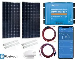 Victron Energy Zonnepanelen Set Bluetooth – Set Vast Zonnepaneel 380Wp - Caravan, Camper, Boot, Tent - zonnepaneel Compleet Pakket - Kabel met connectoren - Plug-Play set schematische tekening en handleiding- Monokristallijn