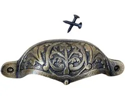 Fancy Cup Pull Handle Antique Brass